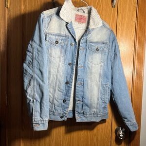 Brooklyn Cloth Blue Denim Jacket with Sherpa Collar